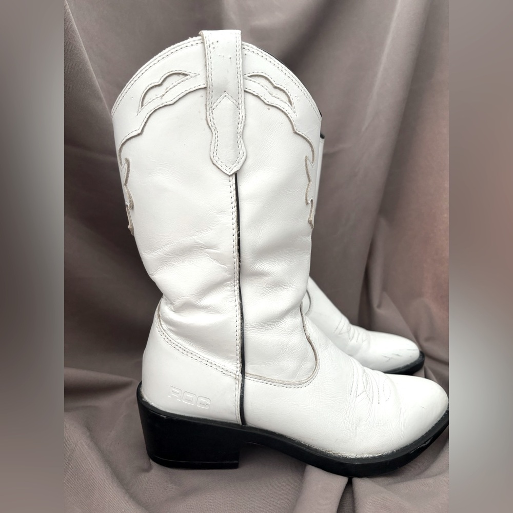 ROC BOOT AUSTRALIA LEATHER INDIO WESTERN SNIP TOE VAMP STITCHING SIDE PULL SZ 6 - Picture 4 of 16